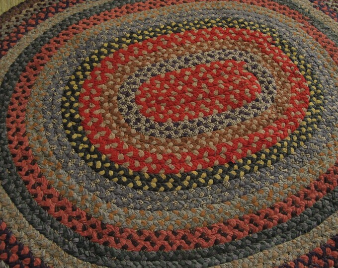 Antique Braided Rug 30s Handmade Vintage Oval Rag Rug Etsy