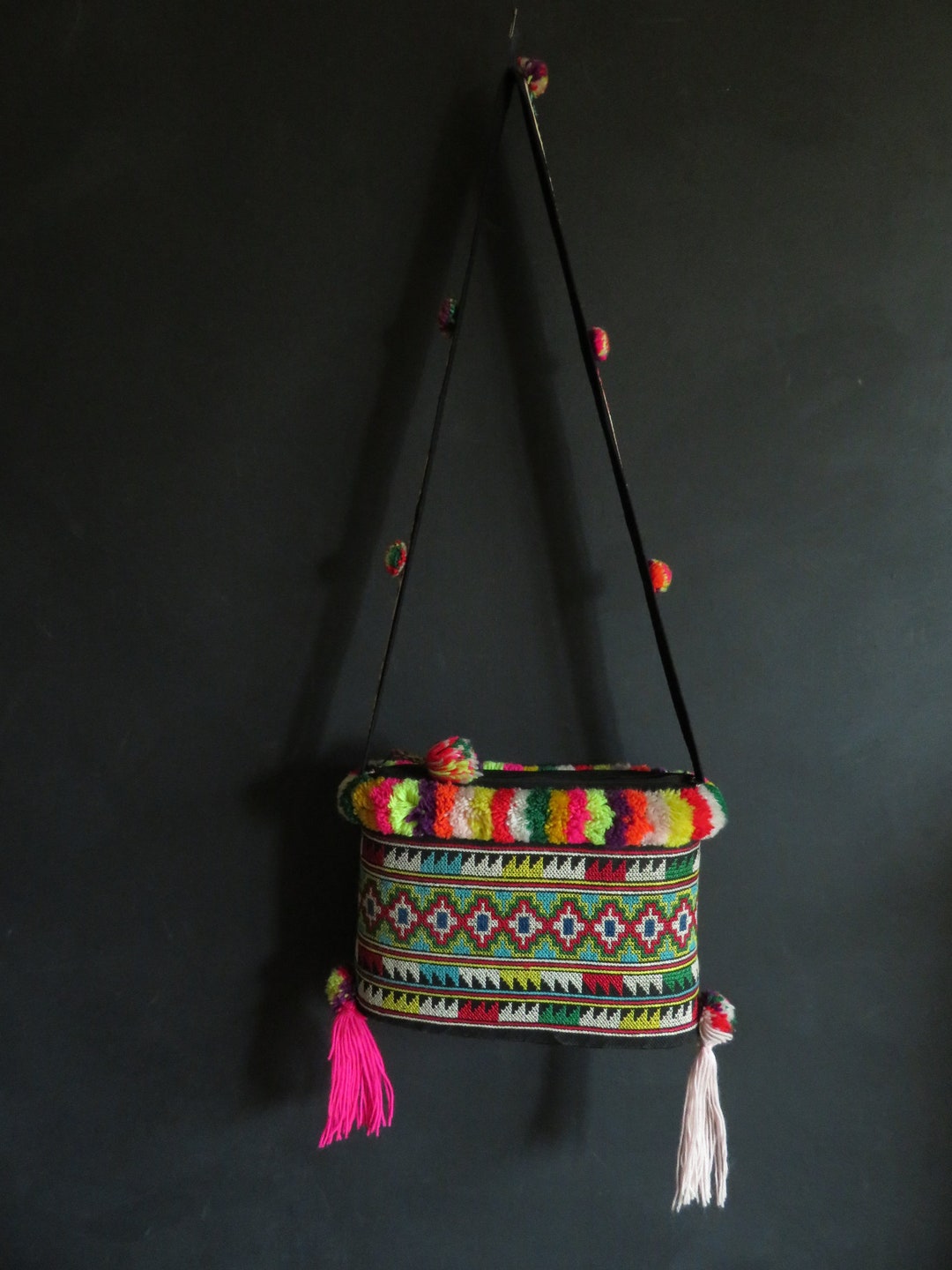 Boho Embroidered Shoulder Bag Thailand Colorful Small Thai Hmong Purse