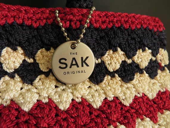 The SAK Crochet Purse Red White & Blue Stripe Cro… - image 4