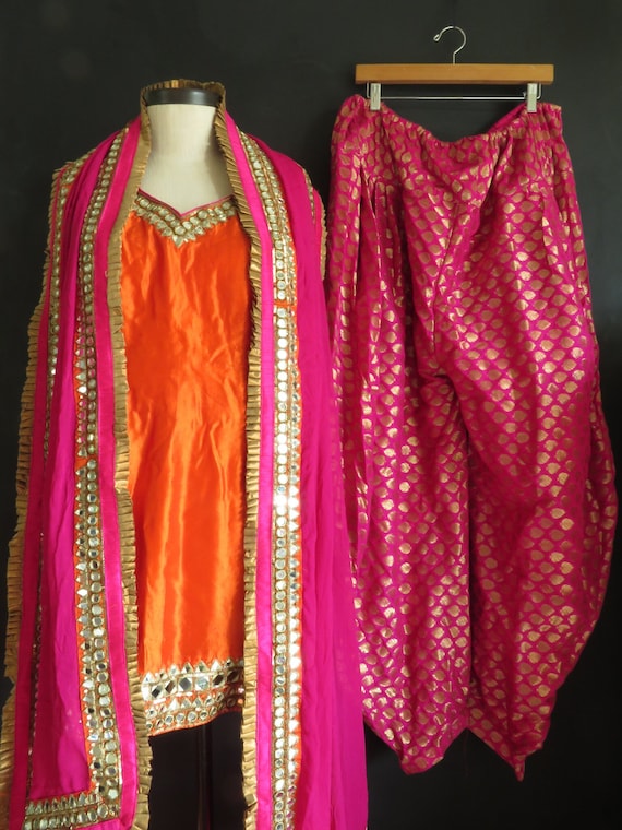 Buy Orange Silk Sangeet Trendy Salwar Suit : 168409 -