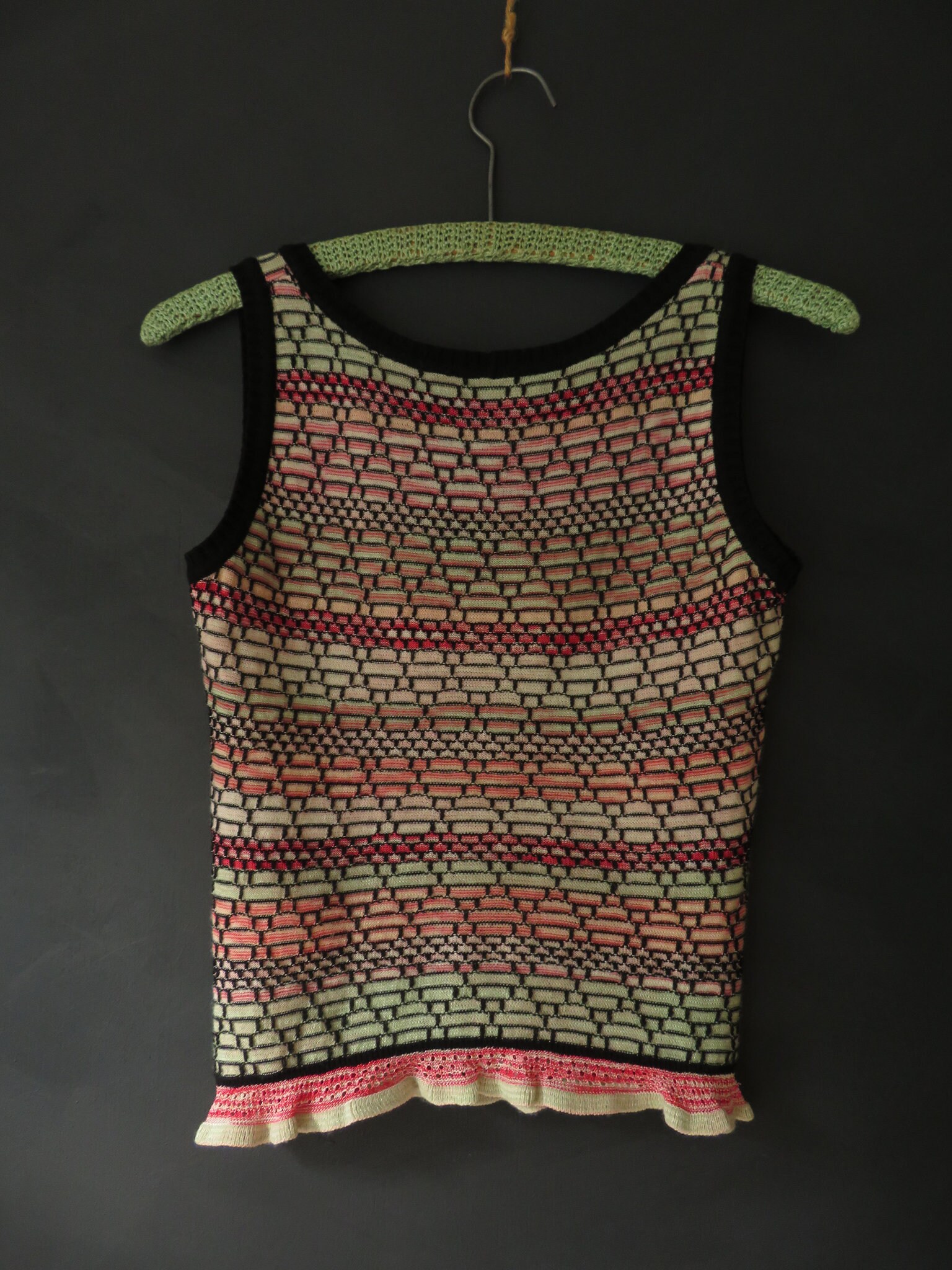 Missoni Italy Sweater Vest Pointelle Woven Knit Tank Top