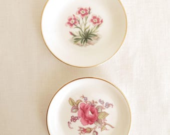 2 Porcelain Ring Dishes Floral Bone China Royal Worcester Spode
