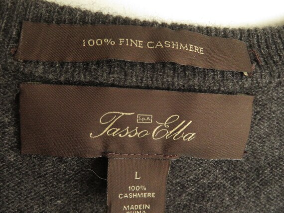 Cashmere V-Neck Sweater Tasso Elba Argyle Cashmer… - image 6