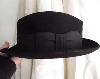 Vintage Churchill Brookshire Black Fedora Hat Mens Size 6 7/8