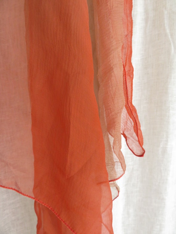 Marc Rozier Paris Silk Chiffon Scarf Orange & Tan… - image 7