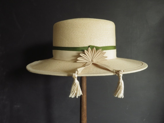40s Straw Sun Hat Vintage Millinery Designed by Da