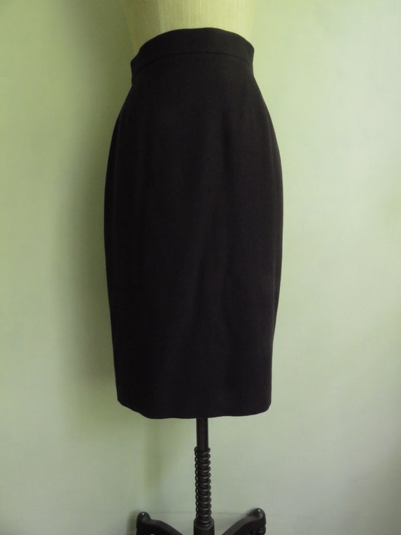 12 Louis Féraud Black Virgin Wool Pencil Skirt Siz