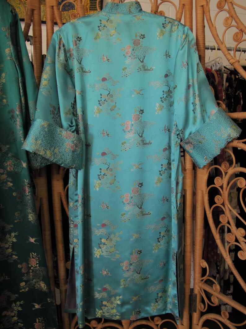 turquoise satin robe