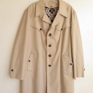 Fur Lined Trench Coat Vintage Winter Coat 1970s Size 42
