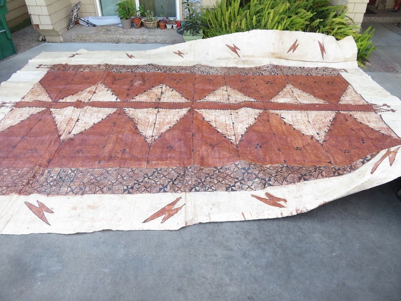 19ft x 14ft TAPA CLOTH Extra Large Antique Handcrafted Siapo Kapa Cloth Samoa Tahiti Pacific Island Art Folk Arts & Crafts image 4