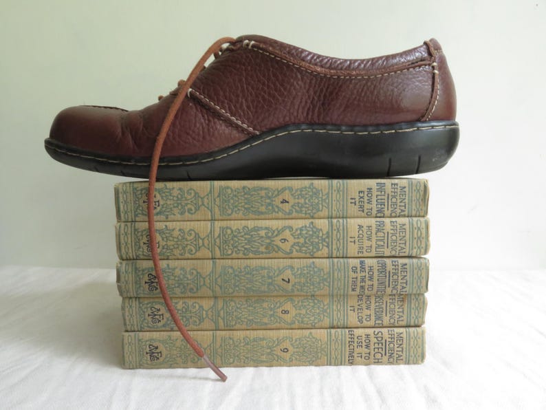 8.5 Brown Leather Clarks Bendables Loafers Lace-Up Shoes Size 8.5M bild 7