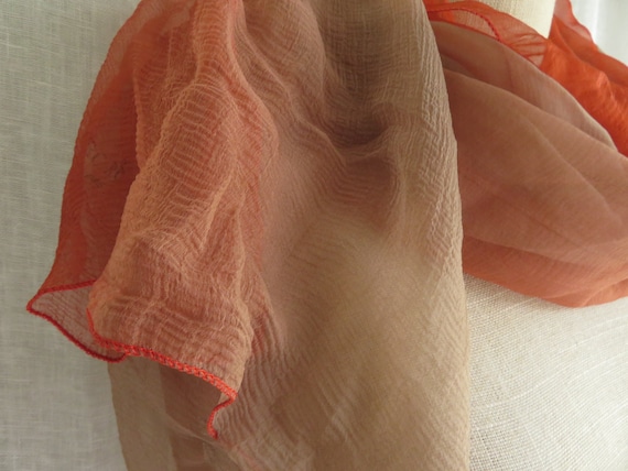 Marc Rozier Paris Silk Chiffon Scarf Orange & Tan… - image 5