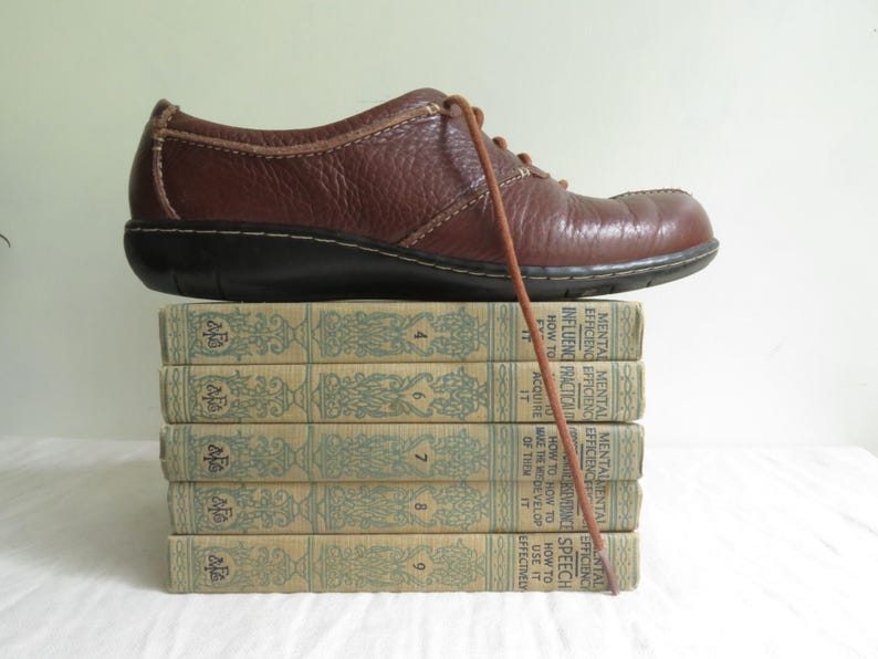 8.5 Brown Leather Clarks Bendables Loafers Lace-Up Shoes Size 8.5M bild 6