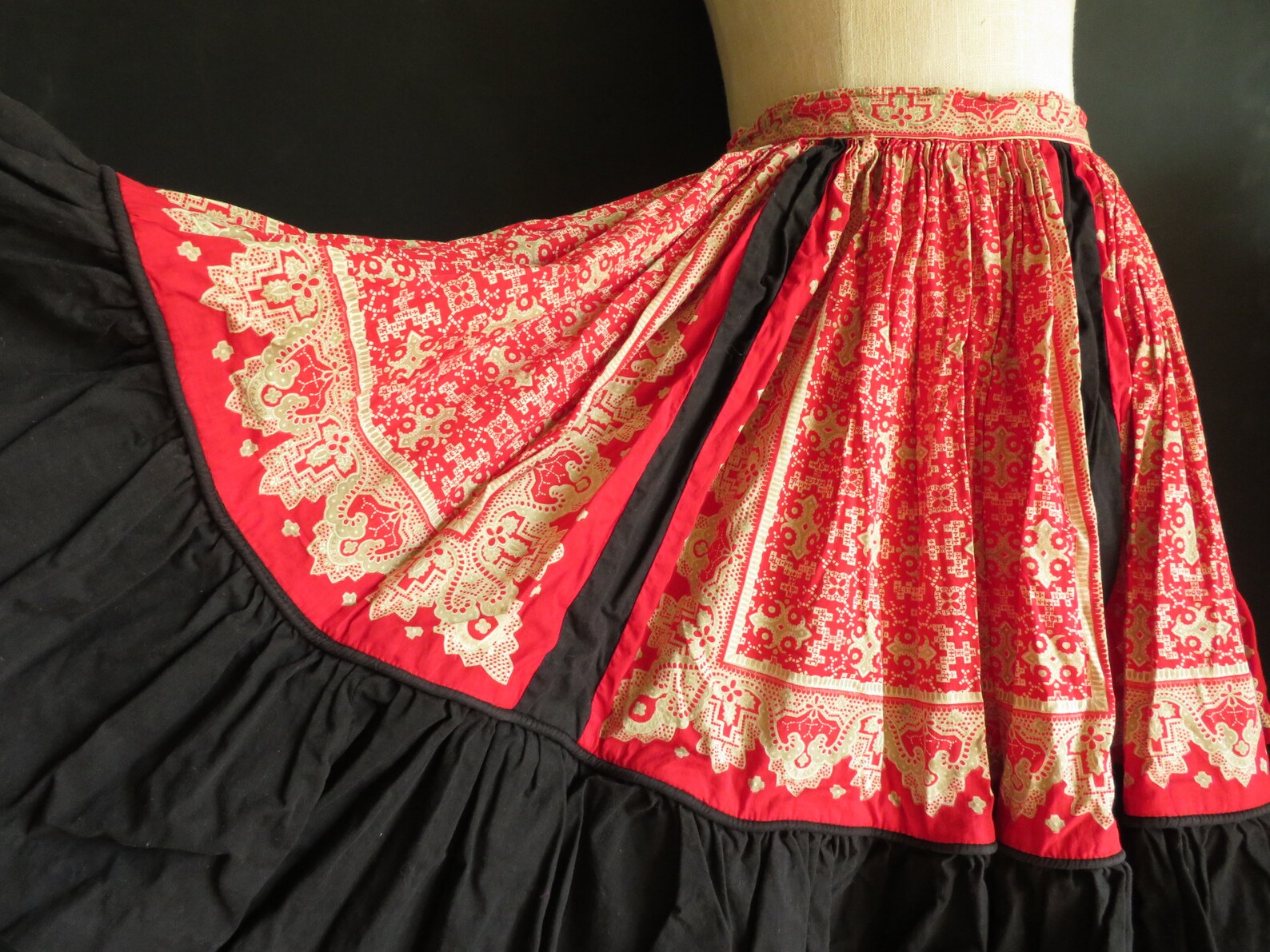 2 Tier Mexican Circle Skirt 1940s Vintage Mexican Falda - Etsy