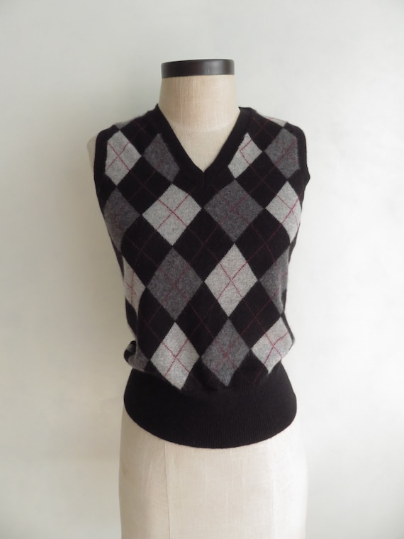 Cashmere Sweater Vest 2-Ply Cashmere Black & Gray 