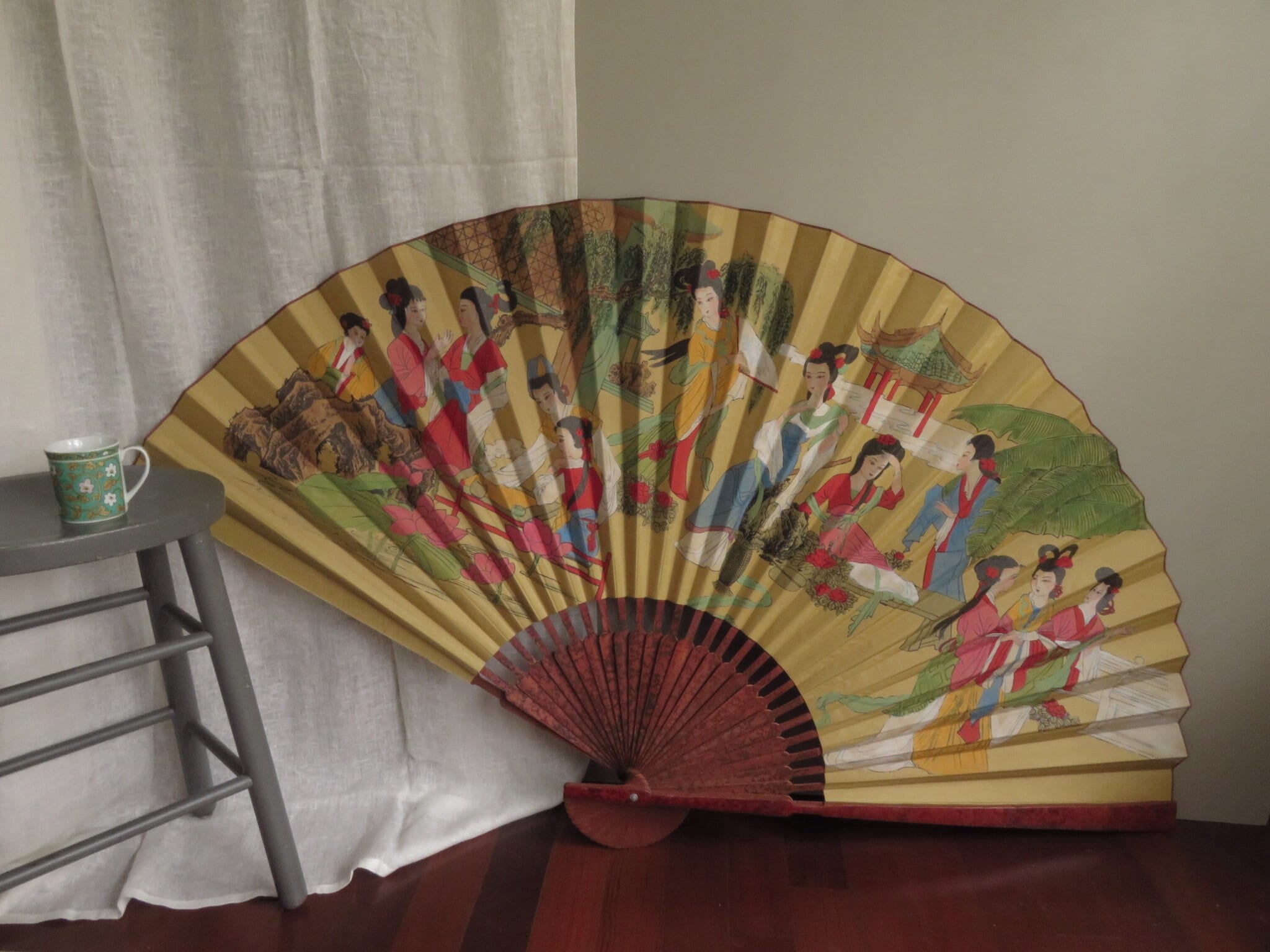 Vintage Hand Painted Silk Wall Fan, Asian Women in Nature Decor - Etsy, image size:2048x1536