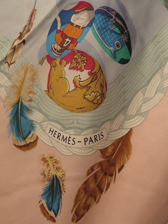 90s PINK HERMÈS Latham Couvée D'hermès Scarf PARIS Easter Eggs