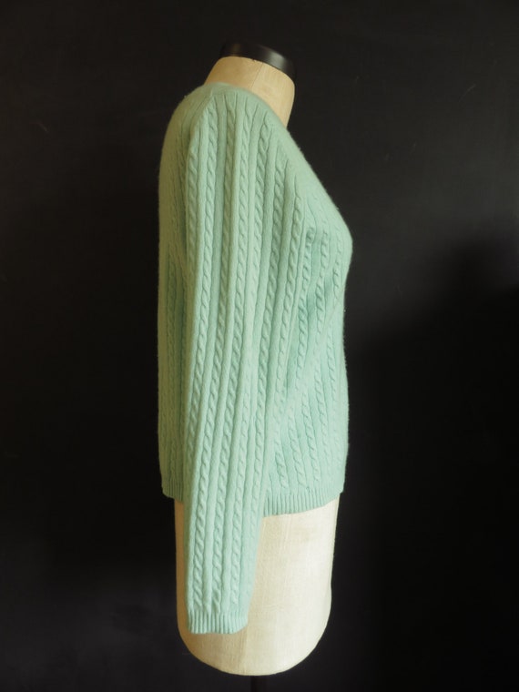 Pastel Cashmere Sweater Pale Blue-Green Celadon G… - image 2