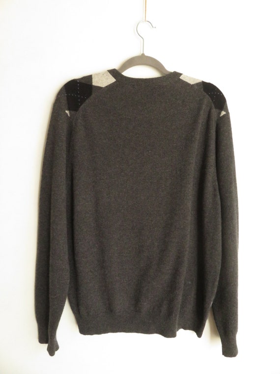 Cashmere V-Neck Sweater Tasso Elba Argyle Cashmer… - image 5