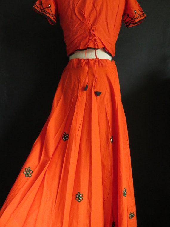 Orange Cotton Indian Outfit Lehenga Gagra Choli G… - image 8