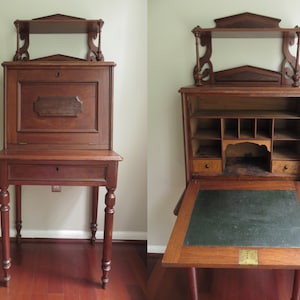 1800s Child&#39;s Desk/Secretary Tall Antique Folding Desk Handmade Furniture New Milford Connecticut F.G. Bennett & Son 19th Century