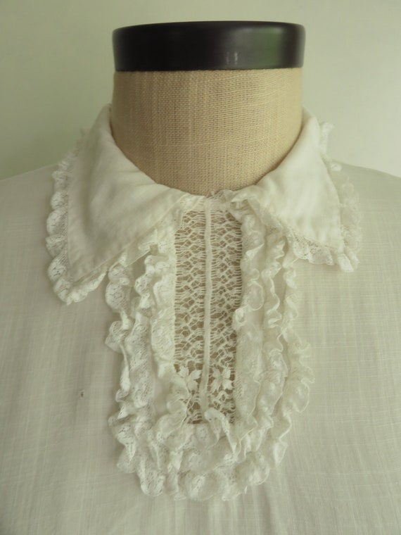 1910 Edwardian White Linen Blouse (Victorian) Sum… - image 2