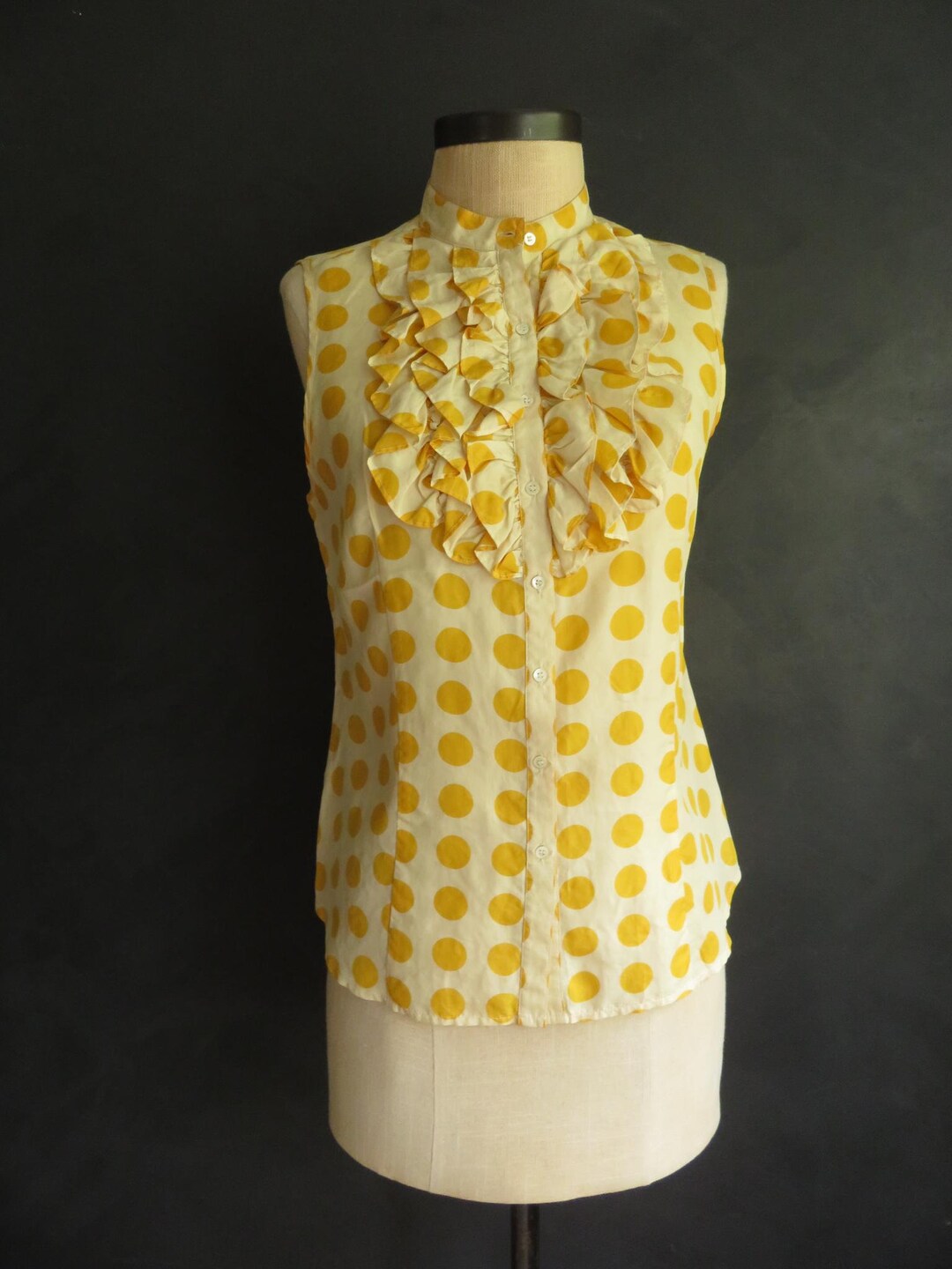 3050125 Yellow Polka Dot Crop Wrap Blouse