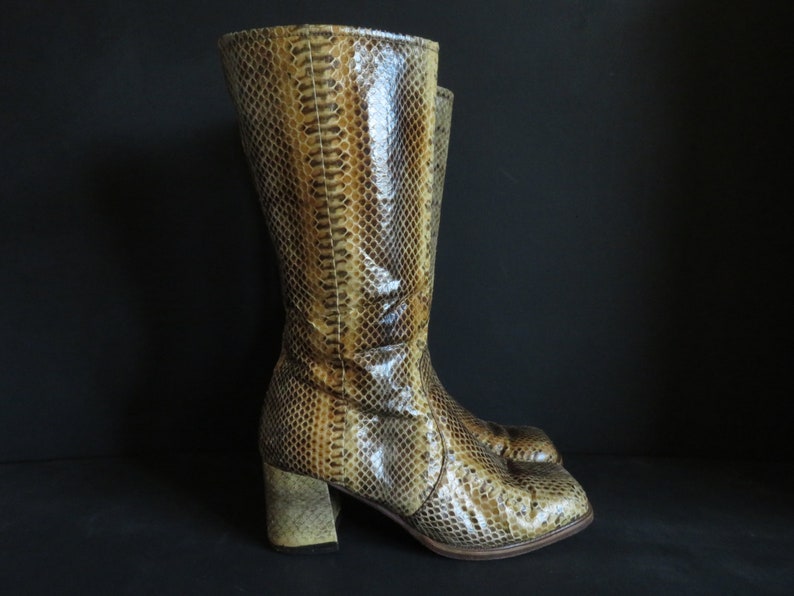 snakeskin boots knee high