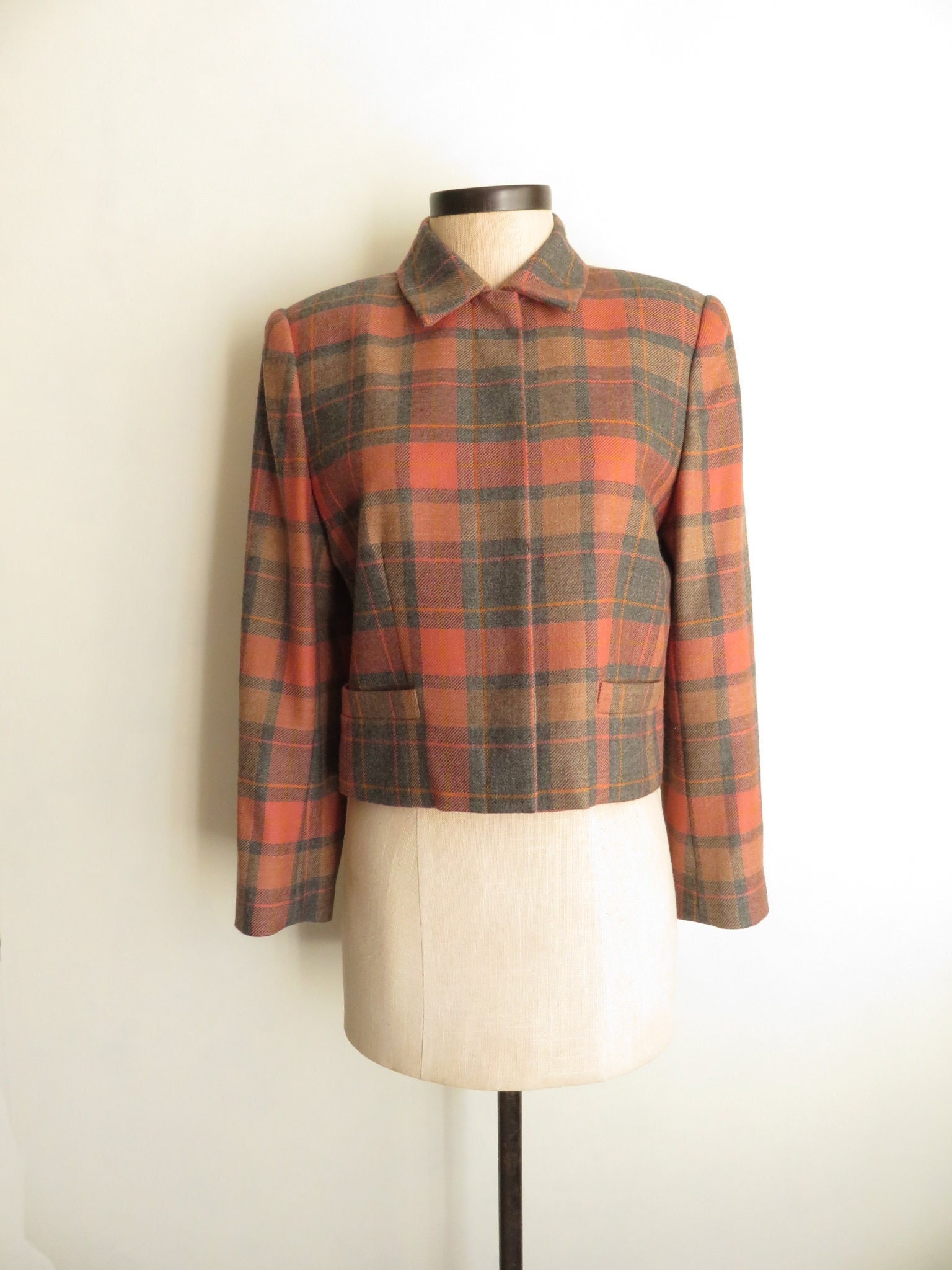 Orange plaid jacket womens hot sale