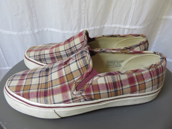 plaid slip on shoes