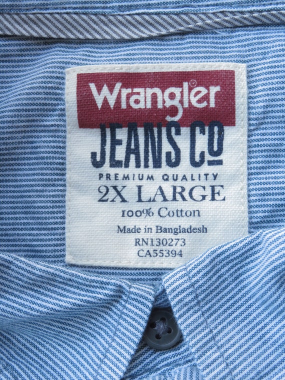 2X Wrangler Work Shirt Blue \u0026 White 
