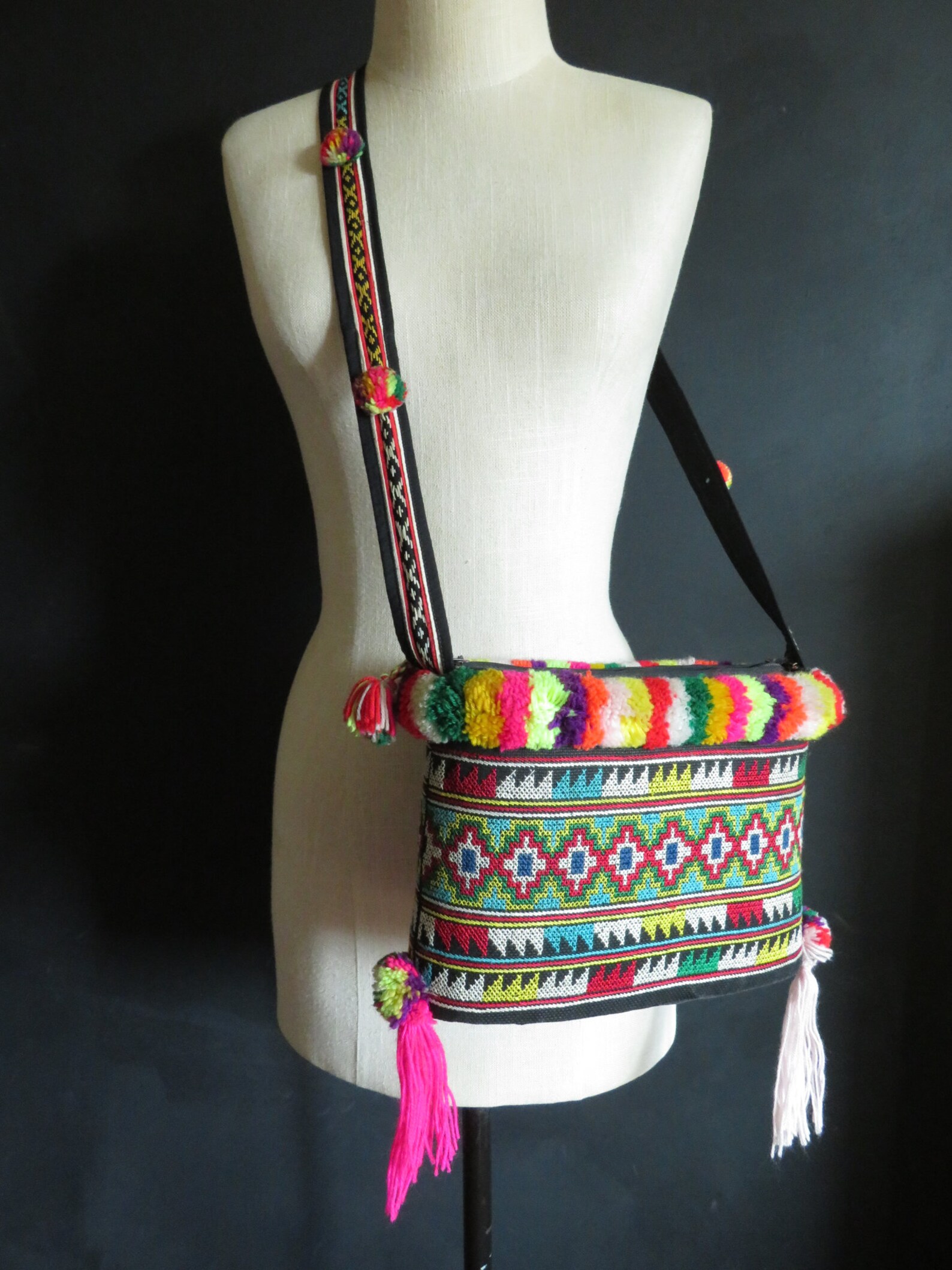 Boho Embroidered Shoulder Bag Thailand Colorful Small Thai Etsy