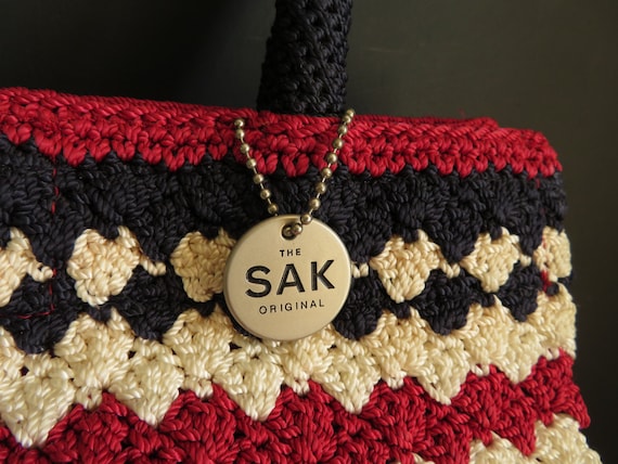 The SAK Crochet Purse Red White & Blue Stripe Cro… - image 10