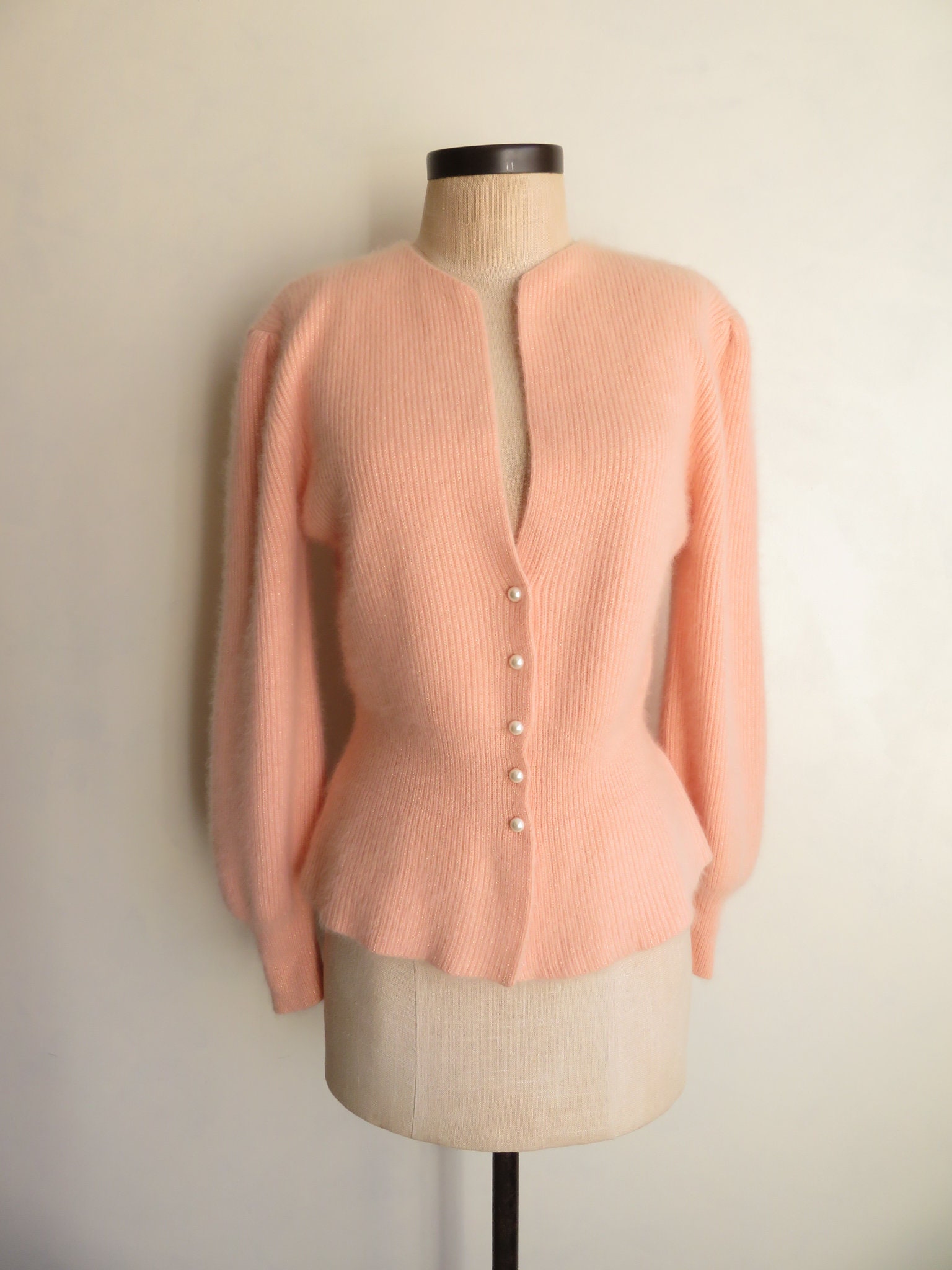 Pink angora cardigan top