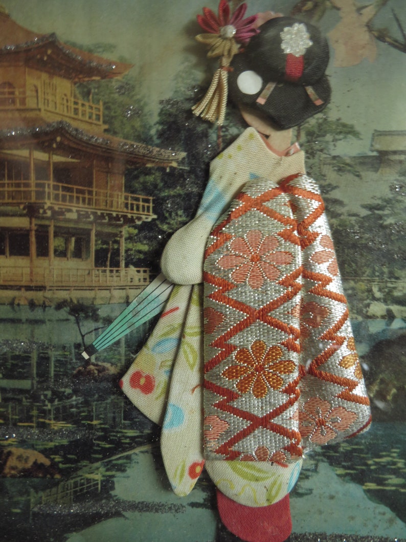Vintage Japanese Assemblage Oshie Art 3D Geisha | Etsy