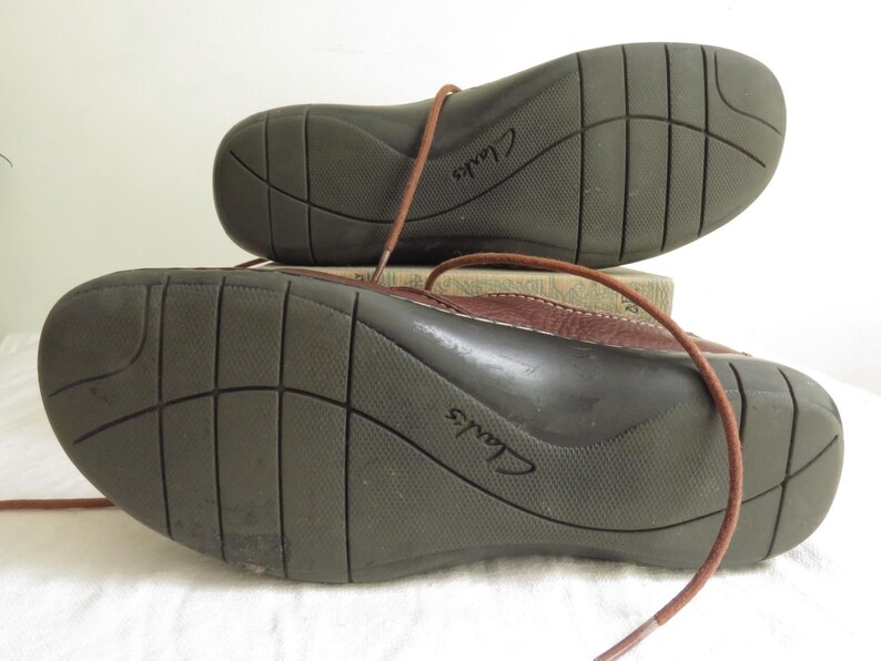 8.5 Brown Leather Clarks Bendables Loafers Lace-Up Shoes Size 8.5M bild 8