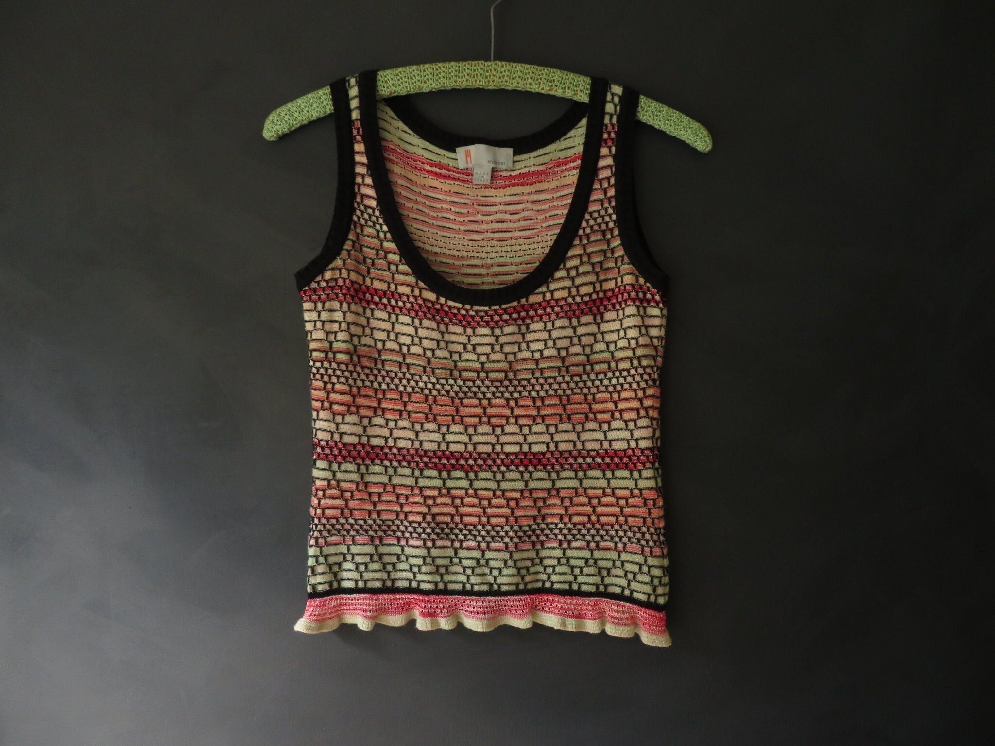 Missoni Italy Sweater Vest Pointelle Woven Knit Tank Top