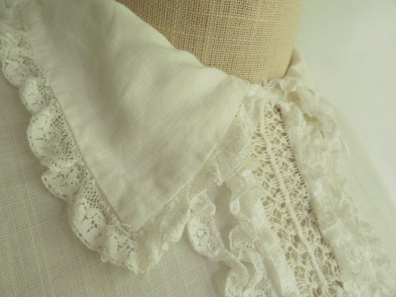 1910 Edwardian White Linen Blouse (Victorian) Sum… - image 3