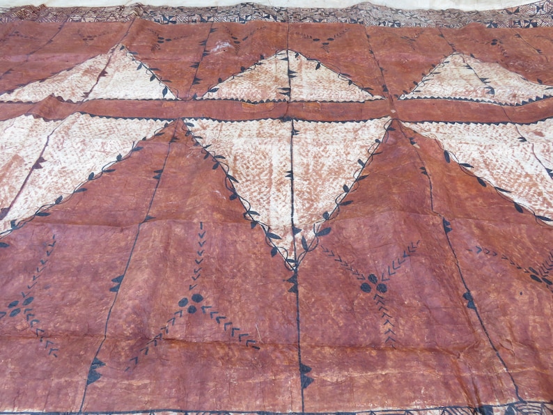 19ft x 14ft TAPA CLOTH Extra Large Antique Handcrafted Siapo Kapa Cloth Samoa Tahiti Pacific Island Art Folk Arts & Crafts image 6