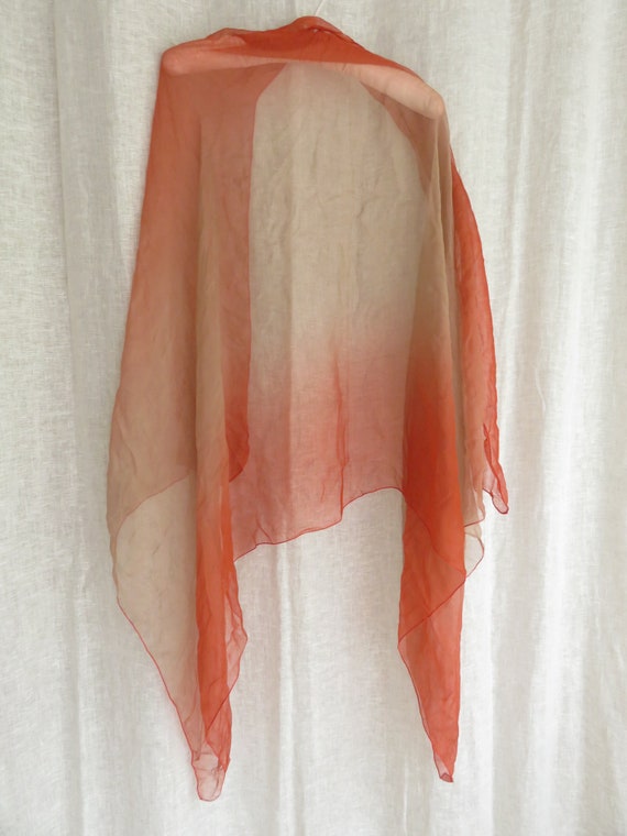 Marc Rozier Paris Silk Chiffon Scarf Orange & Tan… - image 6