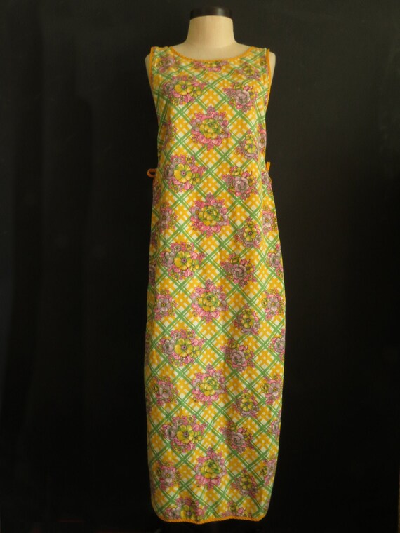 40s Vintage Maxi Pinafore Ankle Length Apron Flora