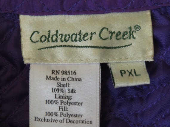 XL Purple Silk Quilted Jacket Coldwater 