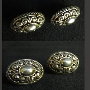 Sterling Silver Earrings 925 Oval Shaped Post Earrings Filigree Stud Earrings