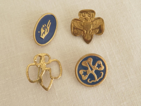 Vintage Girl Scout Pin Collection, 1950s-60s, Set of 4