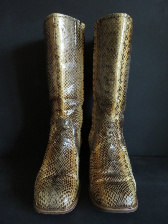 chunky snakeskin boots