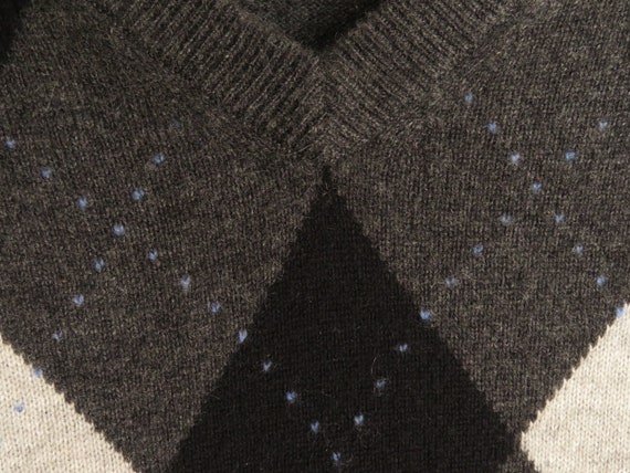 Cashmere V-Neck Sweater Tasso Elba Argyle Cashmer… - image 3