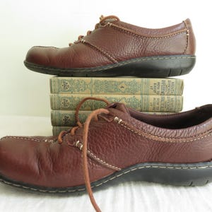 8.5 Brown Leather Clarks Bendables Loafers Lace-Up Shoes Size 8.5M bild 2