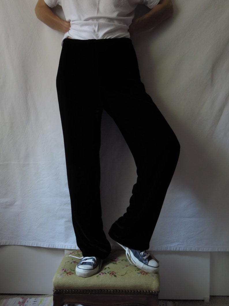 Johnny Was Black Velvet Pants Velvet Track Pants Minimalist | Etsy