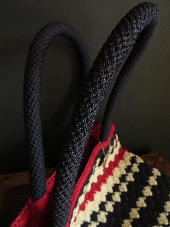 The SAK Crochet Purse Red White & Blue Stripe Cro… - image 9