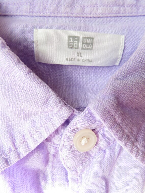 XL Men's Lavender Linen Shirt Button Front Purple… - image 7